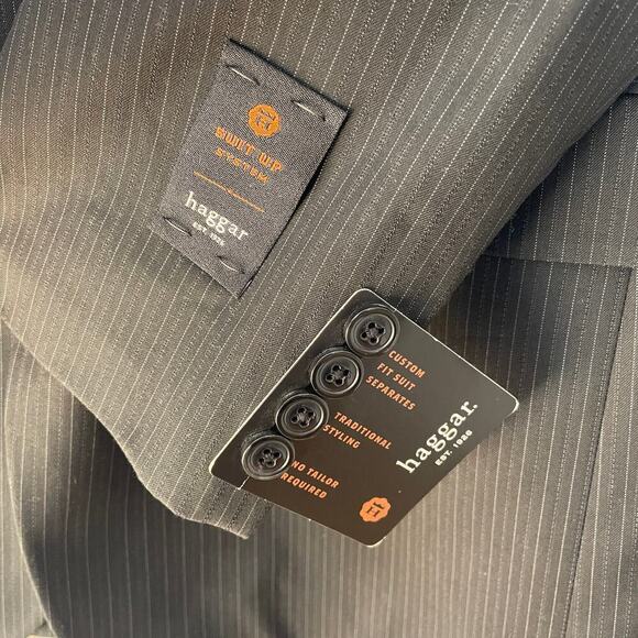 Haggar 44L Suit Up System Blazer | Black Pinstripe Sports Coat, New NWT $180 - Picture 5 of 9